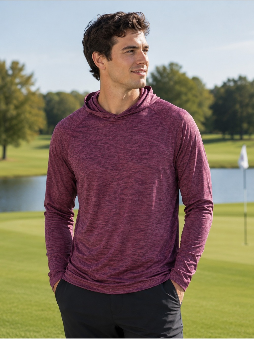 Walter Hagen Heathered Maroon Pullover Hoodie